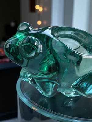 VINTAGE Indiana Glass Green Frog Votive Candle Holder **CANDLE LANE CRITTER**...