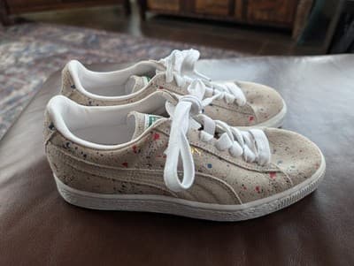 PUMA Suede Classic "Splatter" Pack Sneakers | Tan/Multi-Color | Women's Size 5 - Thumbnail 4