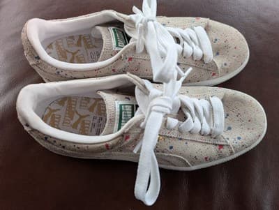 PUMA Suede Classic "Splatter" Pack Sneakers | Tan/Multi-Color | Women's Size 5 - Thumbnail 5