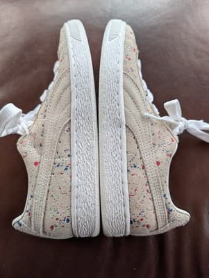 PUMA Suede Classic "Splatter" Pack Sneakers | Tan/Multi-Color | Women's Size 5