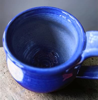 Vintage 1992 Lunar Works Studio Pottery Mug - Cobalt Blue Art Stoneware - Moon - Thumbnail 3