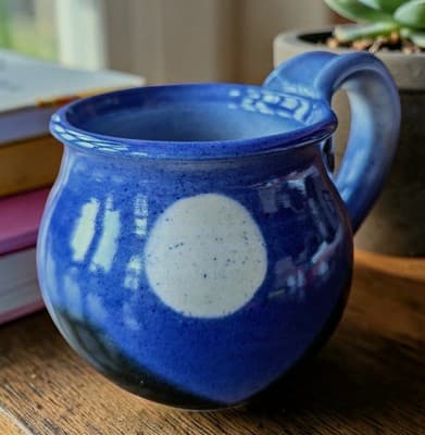 Vintage 1992 Lunar Works Studio Pottery Mug - Cobalt Blue Art Stoneware - Moon - Thumbnail 6