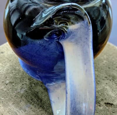 Vintage 1992 Lunar Works Studio Pottery Mug - Cobalt Blue Art Stoneware - Moon - Thumbnail 4