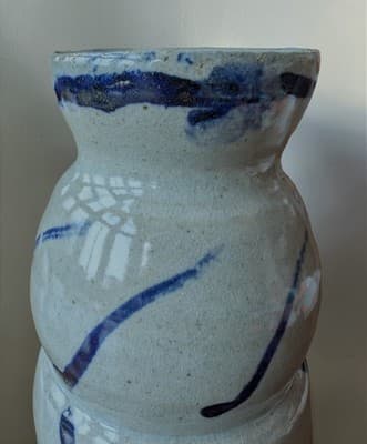 Vintage Signed Studio Pottery Stoneware Bud Vase - Cobalt Slip Decor - Mark... - Thumbnail 4