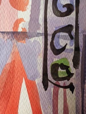 Vibrant MCM Abstract Cityscape Diptych - Set of 2 Original Watercolors - 16x20 - Thumbnail 4