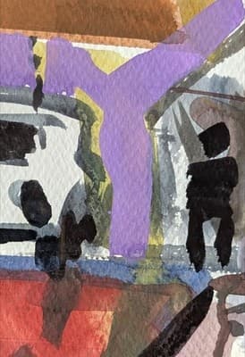 Vibrant MCM Abstract Cityscape Diptych - Set of 2 Original Watercolors - 16x20 - Thumbnail 5