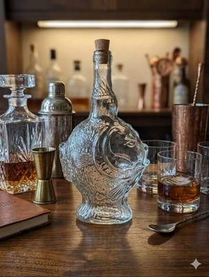 Vintage Vetreria Etrusca Italian Glass Fish Decanter Bottle 750ml – Made in... - Thumbnail 2