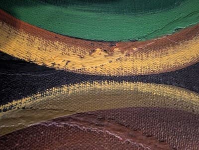 Vintage MCM Geometric Abstract Oil Painting 14x24 Earth Tones Impasto Unsigned - Thumbnail 7