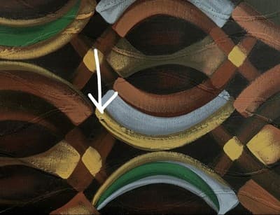 Vintage MCM Geometric Abstract Oil Painting 14x24 Earth Tones Impasto Unsigned - Thumbnail 9