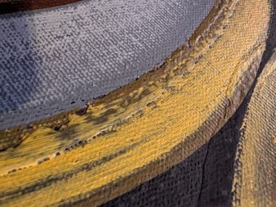 Vintage MCM Geometric Abstract Oil Painting 14x24 Earth Tones Impasto Unsigned - Thumbnail 5