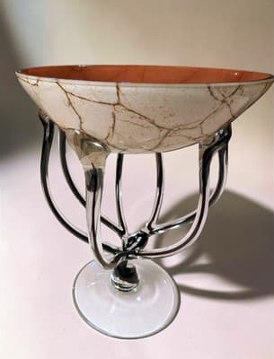 STUNNING Vintage Murano Art Glass Compote | Mid-Century Modern Venetian Goblet - Thumbnail 3