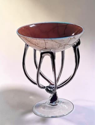 STUNNING Vintage Murano Art Glass Compote | Mid-Century Modern Venetian Goblet