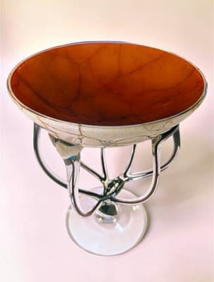 STUNNING Vintage Murano Art Glass Compote | Mid-Century Modern Venetian Goblet - Thumbnail 2