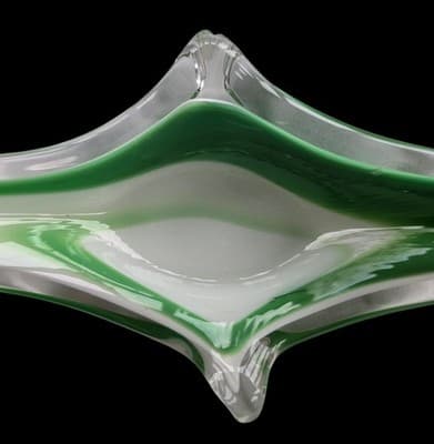HTF BEAUTY! Italian Murano Art Glass Centerpiece Fratelli Toso MCM Green White - Thumbnail 5