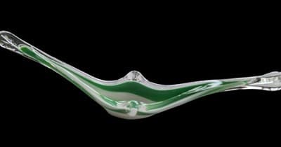 HTF BEAUTY! Italian Murano Art Glass Centerpiece Fratelli Toso MCM Green White - Thumbnail 3