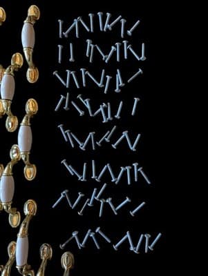 ​[SET OF 36] Vintage French Provincial 3" Ceramic & Brass Cabinet Pulls - Thumbnail 4