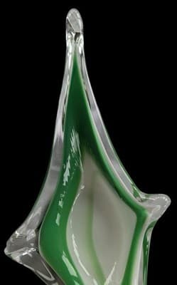 HTF BEAUTY! Italian Murano Art Glass Centerpiece Fratelli Toso MCM Green White - Thumbnail 4