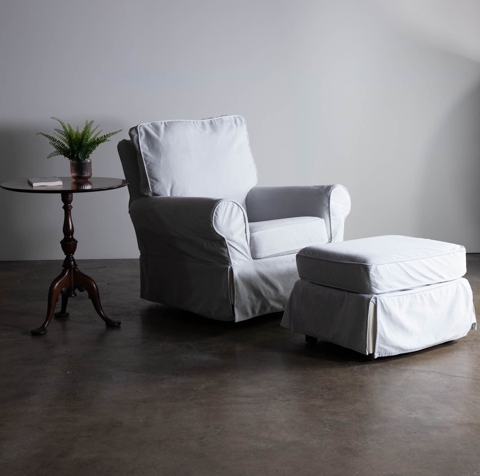 Pottery Barn Kids Grand Slipcovered Comfort Swivel Glider & Ottoman - Silver Gray Performance Everyday Velvet - Thumbnail 3