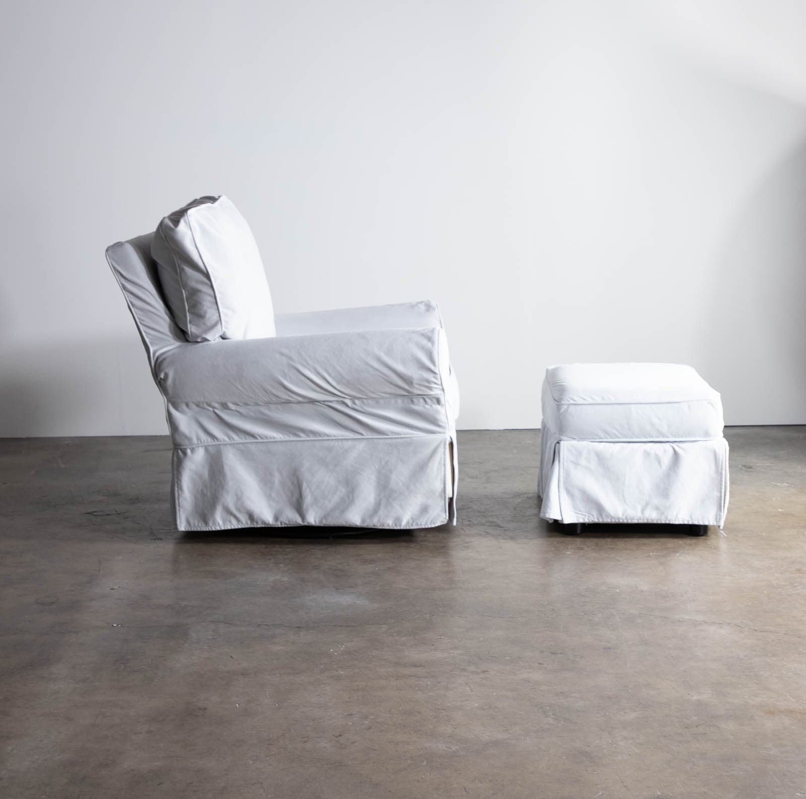 Pottery Barn Kids Grand Slipcovered Comfort Swivel Glider & Ottoman - Silver Gray Performance Everyday Velvet - Thumbnail 4