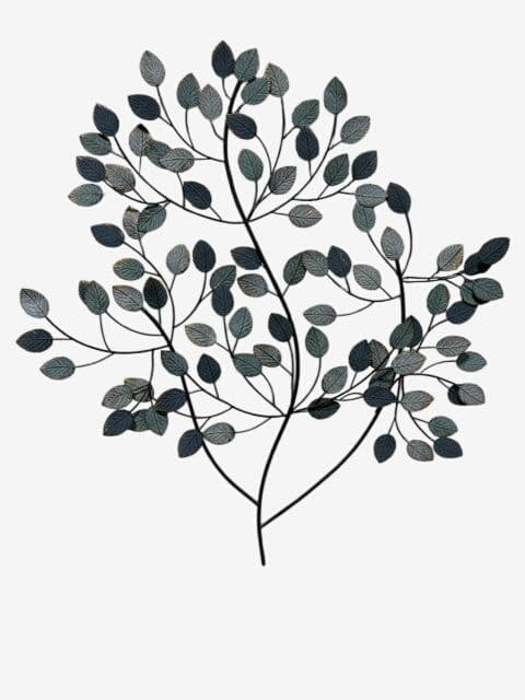 Metal Blue Leaf Wall Decor - Image 1