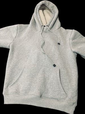 Gray Fleece Lined Pullover Hoodie Womens M Hooded Pockets Long Sleeve - Thumbnail 2