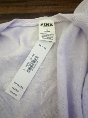 PINK Victoria's Secret Light Purple Button V-Neck Long Sleeve Cardigan Sweater M - Thumbnail 5