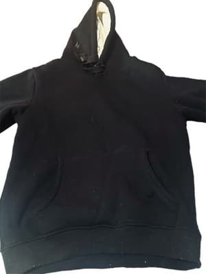 Black Fleece Lined Pullover Hoodie Wonens Size M Cotton Polyester Hooded Pockets - Thumbnail 2