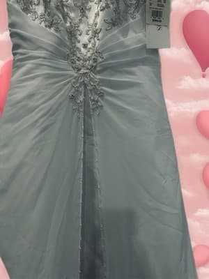 S Satin A-Line Cap Sleeve Wedding Dress White Size 10 Scoop Neck Train - Thumbnail 4