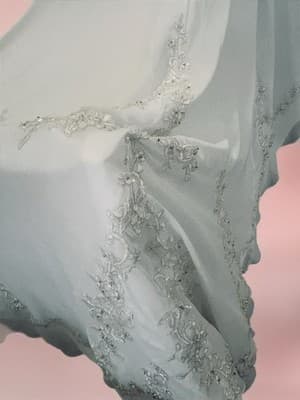 S Satin A-Line Cap Sleeve Wedding Dress White Size 10 Scoop Neck Train - Thumbnail 15