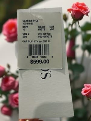 S Satin A-Line Cap Sleeve Wedding Dress White Size 10 Scoop Neck Train - Thumbnail 7