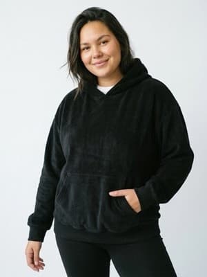 Sunbs Black Fleece Pullover Hoodie & Sweatpants Set Women's Size M Hooded - Thumbnail 2