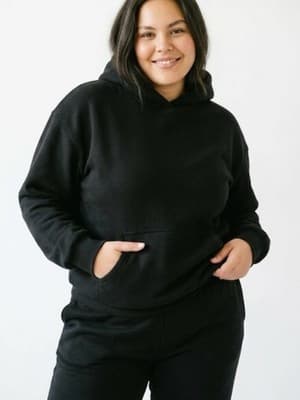 Sunbs Black Fleece Pullover Hoodie & Sweatpants Set Women's Size M Hooded - Image 1