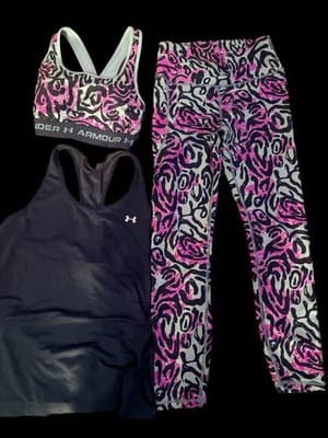 Under Armour Women's Activewear Set Tank Top Sports Bra Compression Leggings M - Thumbnail 6