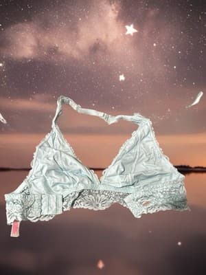 PINK Victoria's Secret Bralette Light Blue Lace Wireless Adjustable Strap L - Thumbnail 2