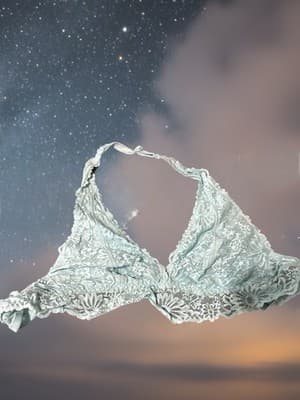 PINK Victoria's Secret Bralette Light Blue Lace Wireless Adjustable Strap L - Image 1