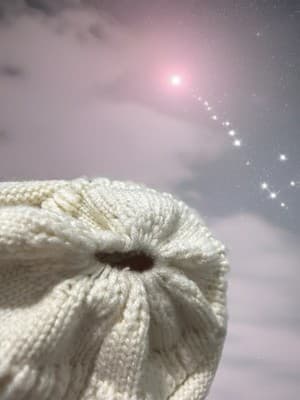 Women's Acrylic Knit Beanie Hat Set, Black Ivory Beige, One Size, Stretch - Thumbnail 4