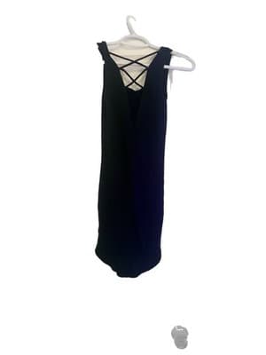 Ambiance Black Ribbed Knit Criss Cross Bodycon Mini Dress Sleeveless V Neck S - Thumbnail 3