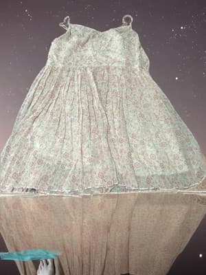 Hollister White Pink Floral Chiffon Long Sundress Strappy Straight Neck L - Thumbnail 2