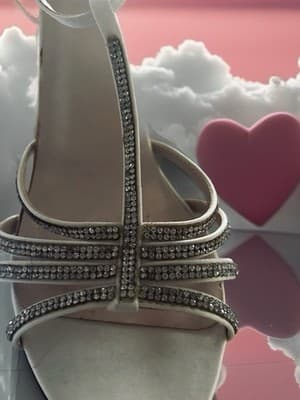 David's Bridal Hannah Ivory Strappy Heeled Bridal Shoes Synthetic Size 7 - Thumbnail 2