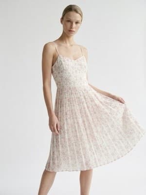 Hollister White Pink Floral Chiffon Long Sundress Strappy Straight Neck L - Image 1