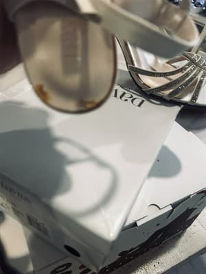 David's Bridal Hannah Ivory Strappy Heeled Bridal Shoes Synthetic Size 7 - Thumbnail 4