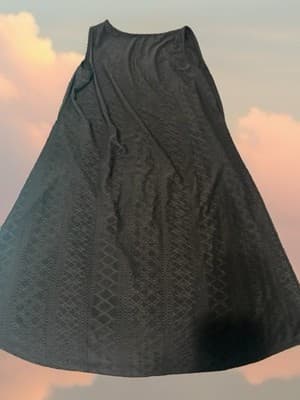 Aokosor Black Lace Geometric A-Line Dress Sleeveless Scoop Neck Long M - Thumbnail 2