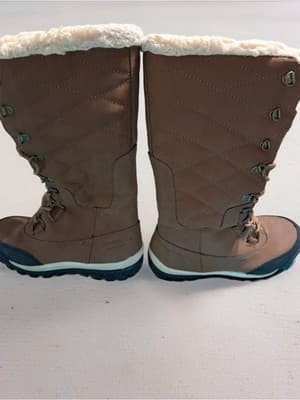 BEARPAW Waterproof Quilted Lace Up Knee High Snow Boot Brown Faux Fur Size 7 - Thumbnail 4