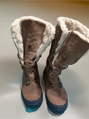 BEARPAW Waterproof Quilted Lace Up Knee High Snow Boot Brown Faux Fur Size 7 - Thumbnail 3