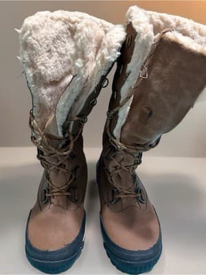 BEARPAW Waterproof Quilted Lace Up Knee High Snow Boot Brown Faux Fur Size 7 - Thumbnail 2