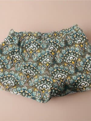 Mudd Juniors XS Women's Geometric Print Shorts Green Yellow Elastic Waist - Thumbnail 2