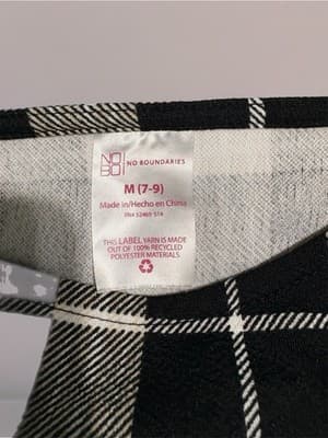 No Boundaries Juniors Plaid Sleeveless Romper M (7-9) Black White Polyester - Thumbnail 4