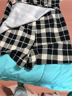 No Boundaries Juniors Plaid Sleeveless Romper M (7-9) Black White Polyester - Thumbnail 3