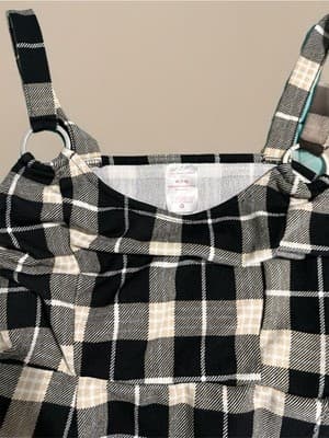 No Boundaries Juniors Plaid Sleeveless Romper M (7-9) Black White Polyester - Thumbnail 5