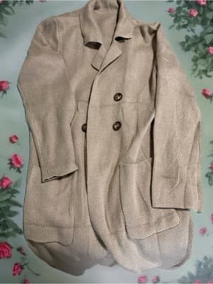 VIMPUNEC Beige Knit 100% Acrylic Button Cardigan Sweater L Women - Thumbnail 2